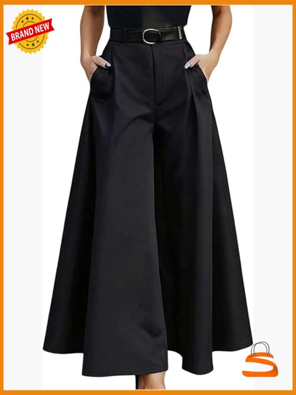 Flowy Pleated Dress Pants High Waist Wide Leg Business Casual Slacks Work Pant